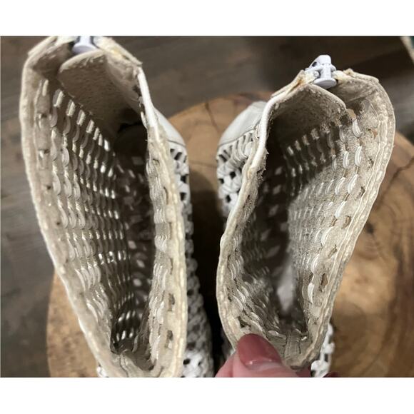 Jeffrey Campbell Leather White Waven Woven Wicker Booties Boots Shoes 7.5  $245 - Picture 14 of 16